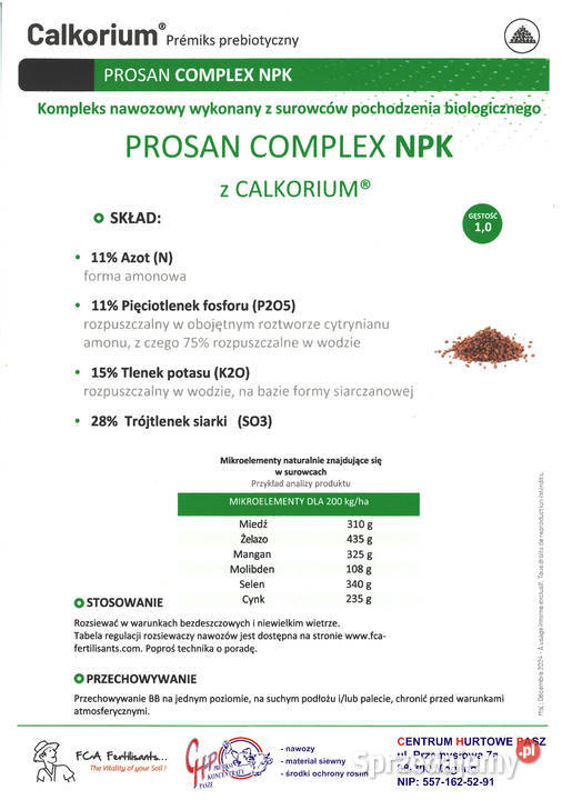 Nawóz bezchlorkowy NPK Prosan Complex 111115 28 Kalisz