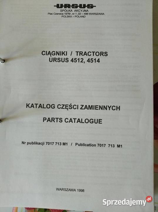 Katalog części Ursus 45124514 nowy oryginalny Rok wydania 1998