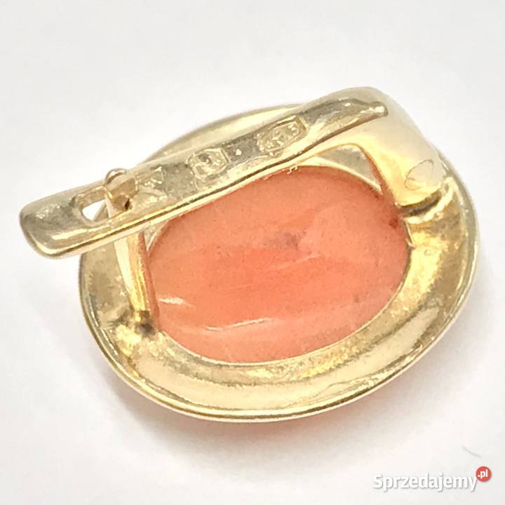 Złote kolczyki 14K 585 z ręcznie rzeźbioną kameą Warszawa