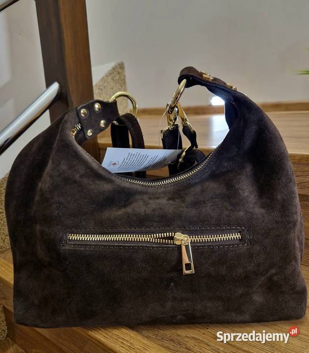 Torebka Vera Pelle 100 skóra naturalna czekolada Listonoszka  Września