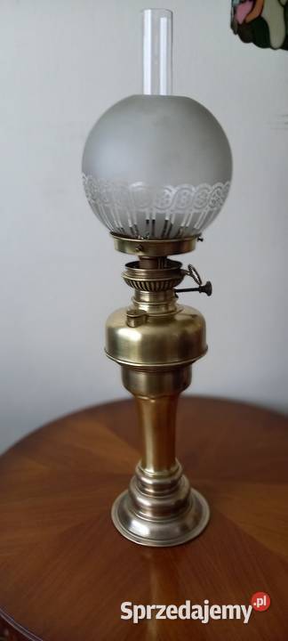Kolumnowa lampa naftowa z mosiądzu sprawna
