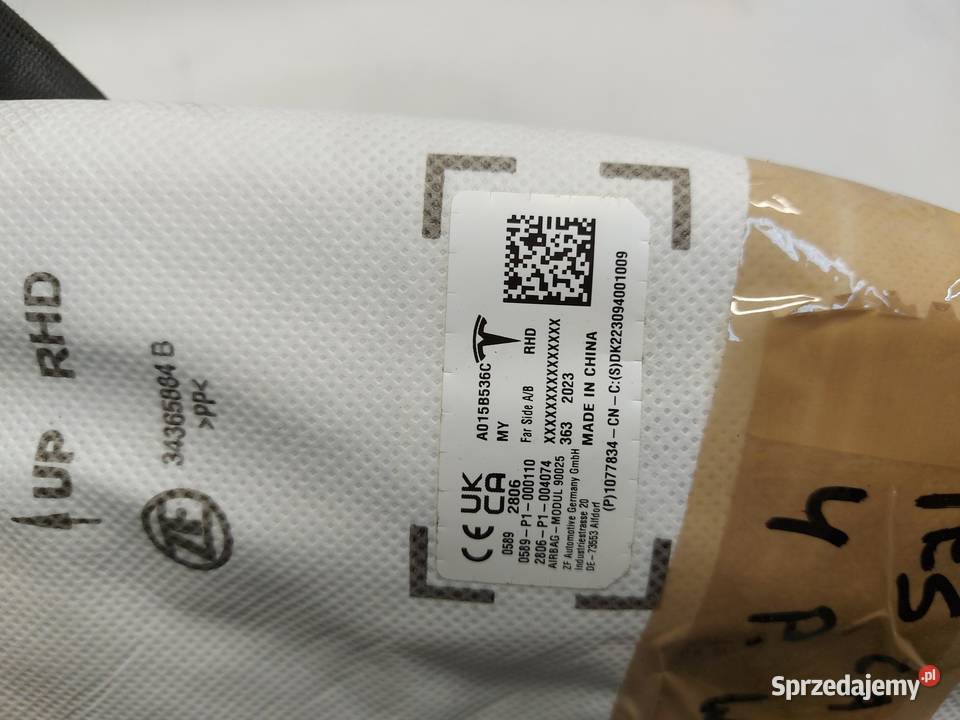 TESLA MODEL Y 2023r Poduszka powietrzna Airbag