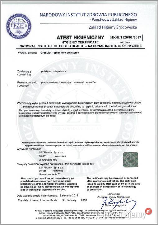 granulat styropianowy Hit Styrolit EPS200 atest Radomsko sprzedam