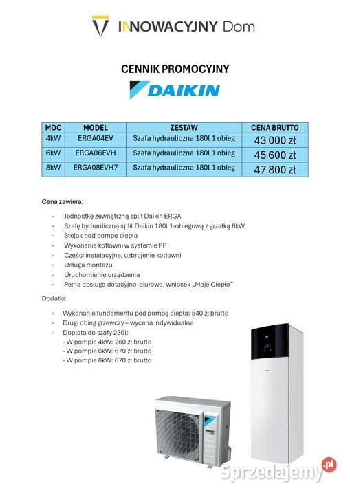 Pompa ciepła Daikin ERGA split szafa Ogrzewanie łódzkie Piotrków Trybunalski