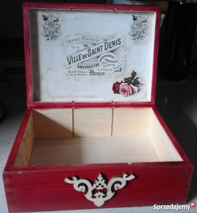 Dekoracja pudełko na herbatę drewniane Sosnowiec sprzedam