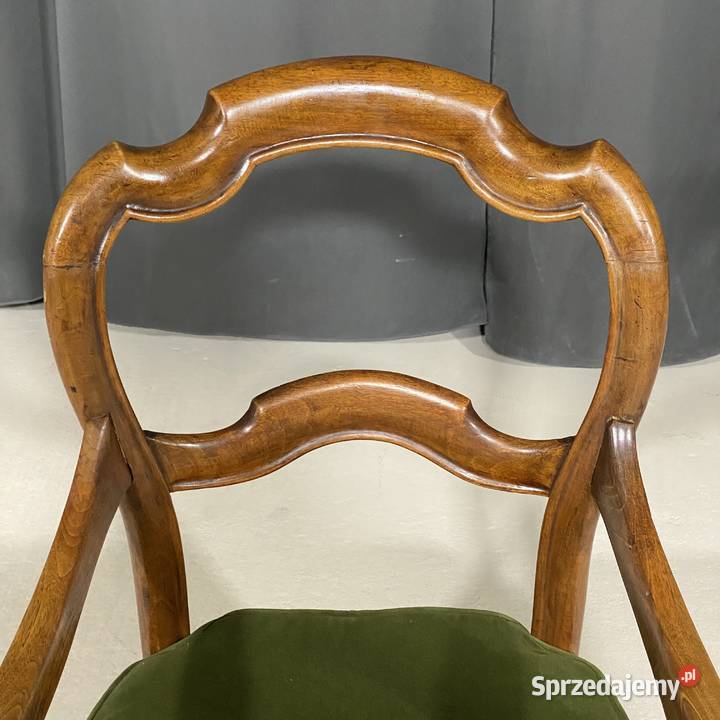 Fotel stylowy z rafią orzech Budno