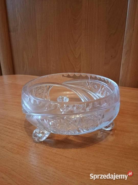 Średnia kryształowa okrągła misa z nóżkami PRL sprzedam