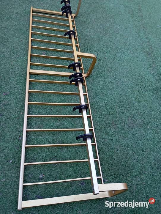 Wieszak ścienny PRL Vintage metalowy srebrny 90 Poznań