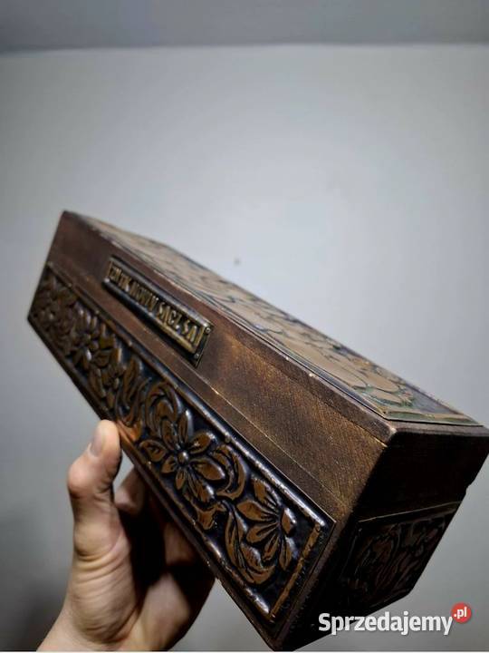 Retro pudełko skrzynka pamiątka kolejowa Kraków