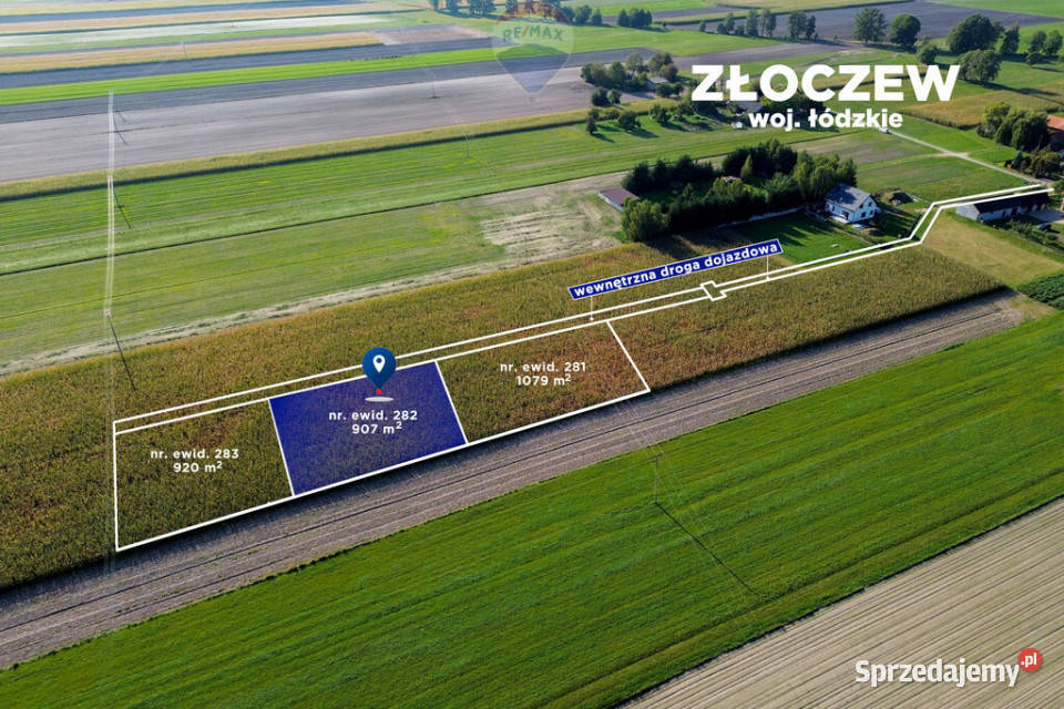 Działka z warunkami zabudowy 907 m budowlana Złoczew sprzedam