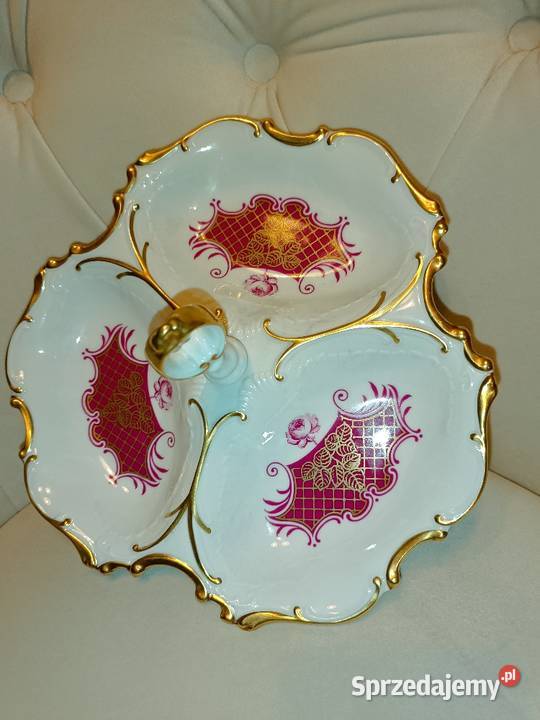 Pirkenhammer Piękny burgundowy kabaret patera śląskie Jastrzębie-Zdrój