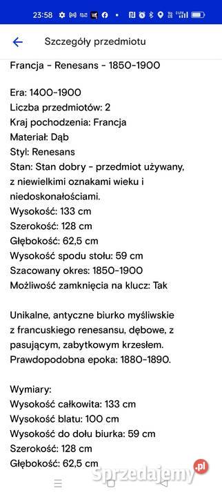 BIURKO MYŚLIWSKIE Bielsko-Biała sprzedam