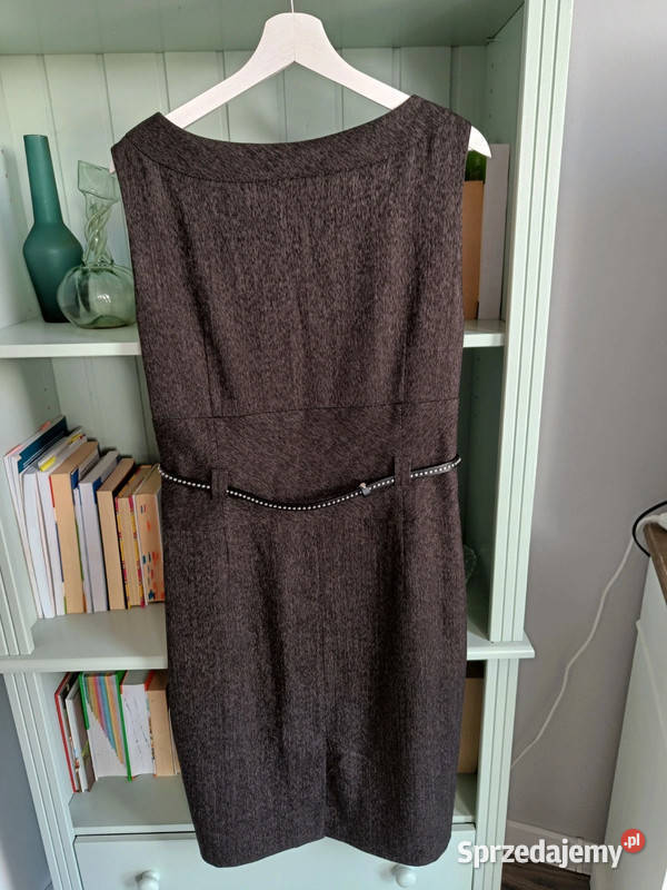 Czarna elegancka sukienka z paskiem Carla F r 40 Odzież damska Dąbrowica