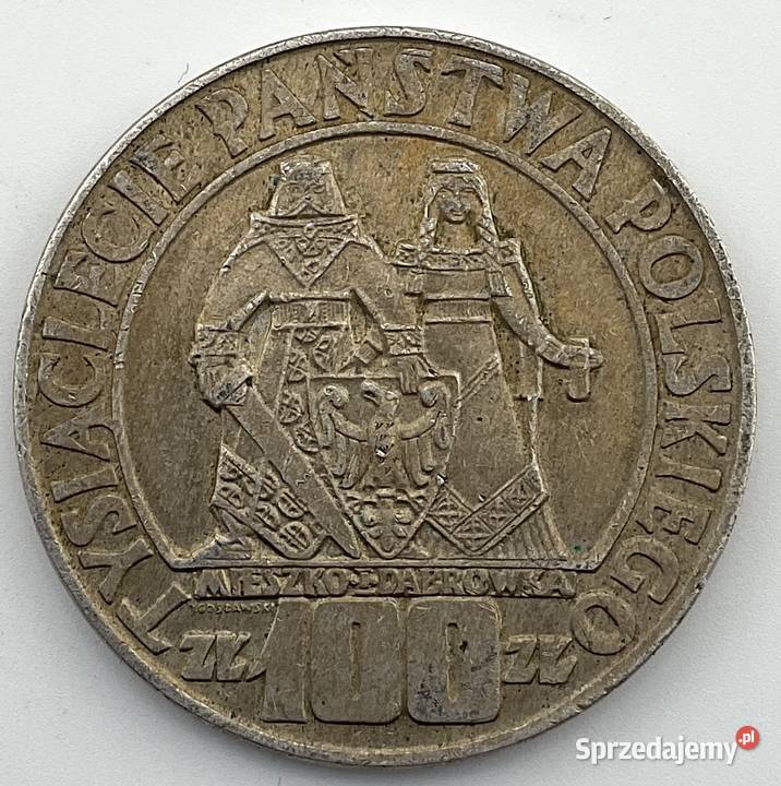 Srebrna moneta 100 1966 Mieszko i Dąbrówka PRL małopolskie