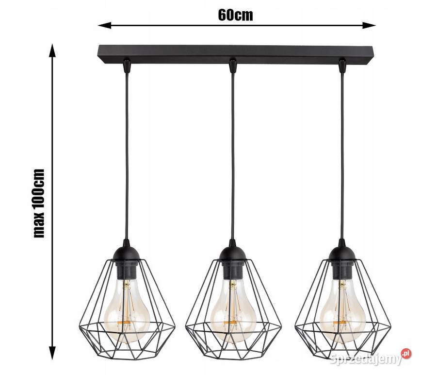 Lampa sufitowa potrójna LOFT czarna 3xE27 POLSKA Choroszcz
