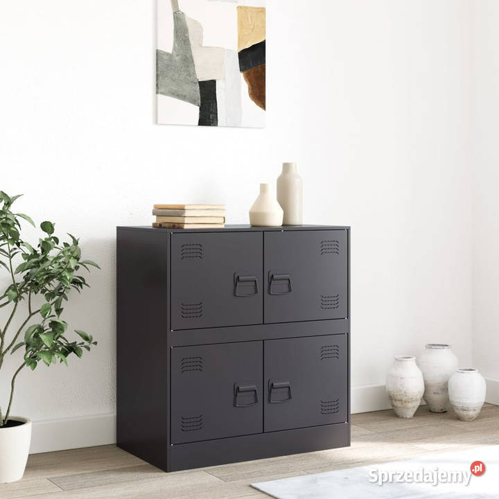 Szafka boczna czarna 67x39x73 stal WM841649 Pozostałe