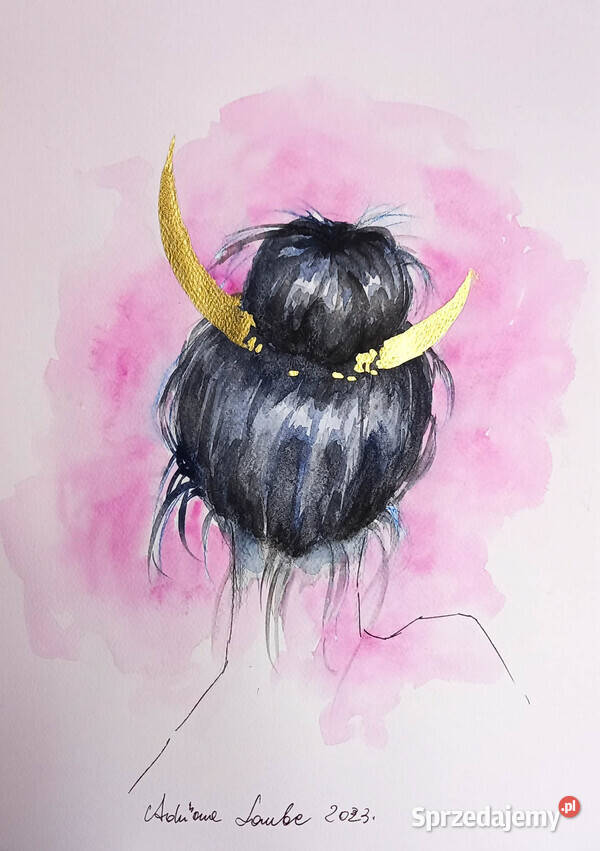 Księżycowa dziewczyna 2 akwarela artystki Katowice