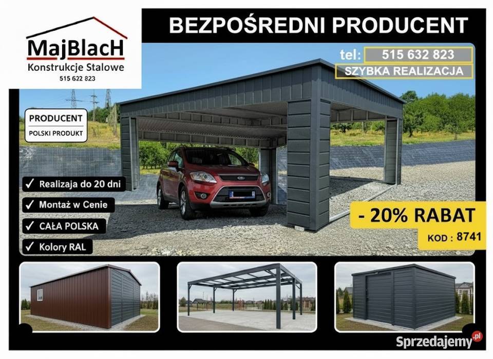 OBNIŻAMY CENY 15 Grafitowy Dwuspadowy Garaż Gryfice