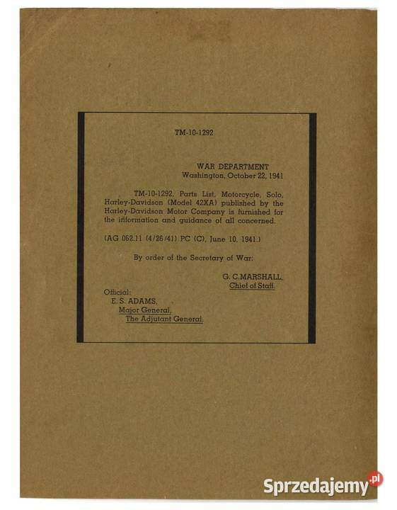 Harley Davidson Military Model 42XA Solo 1942 Lębork