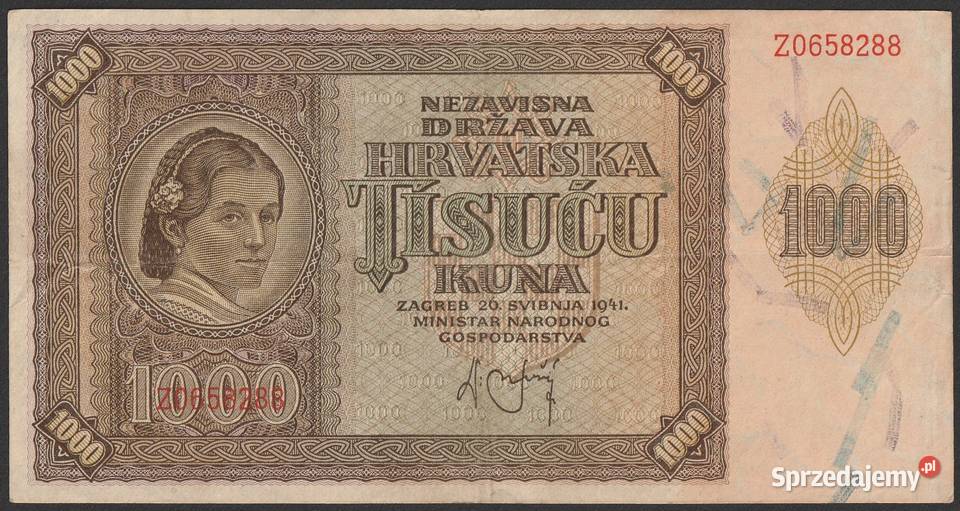 CHORWACJA 1000 KUNA 1941 Z Łódź