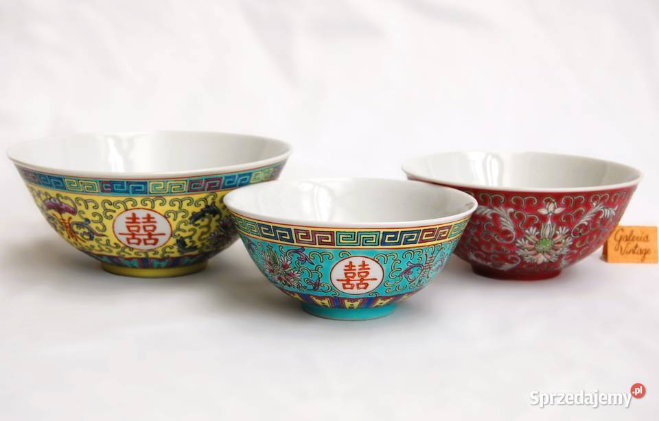 Chińska miska żółta ręcznie malowana porcelana Lublin