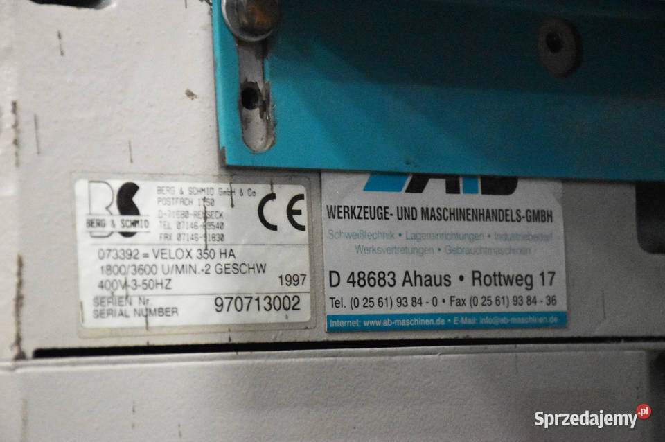 21 BERG SCHMID VELOX 350 HA półautomatyczna Produkcja Katowice