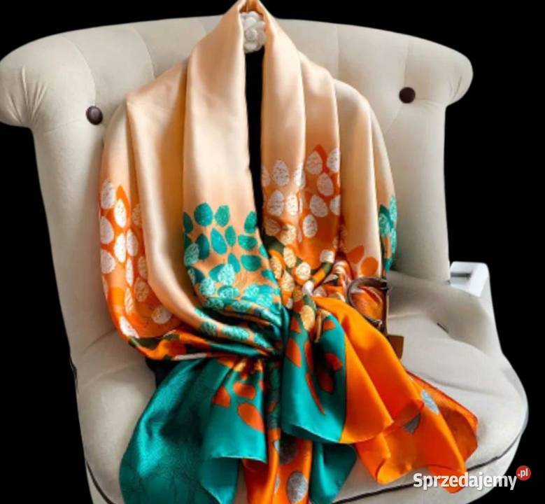 Luksusowa chusta szal apaszka 80x180 jedwab Moda i Styl