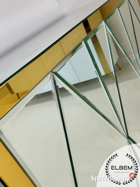 Komoda szklana biała złota ramka Glamour Warszawa