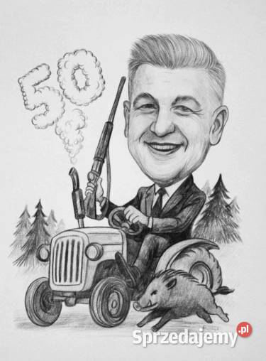 Karykatura Rysowana Ołówkiem śmieszny prezent ze Malarstwo mazowieckie