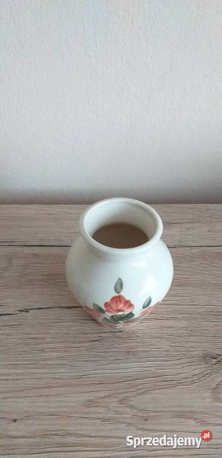 Biały ceramiczny wazonik prl Przedbórz