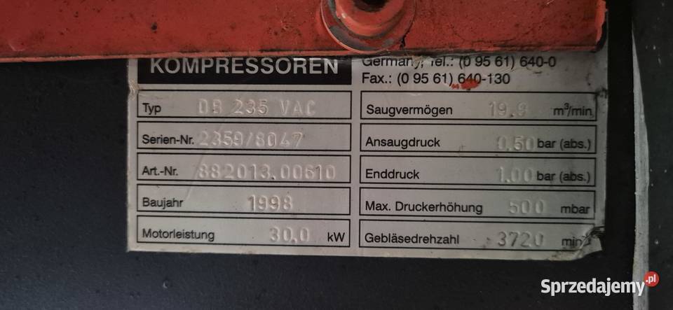 Stanowisko dmuchawy Kaeser DB 235 Jelcz-Laskowice