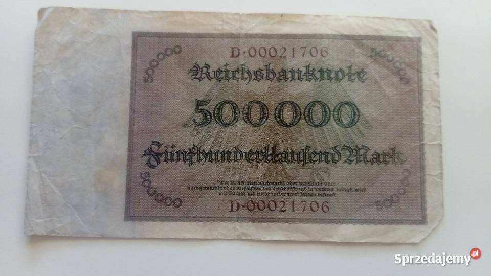 Banknot 500000 marek 1923 r Mosina
