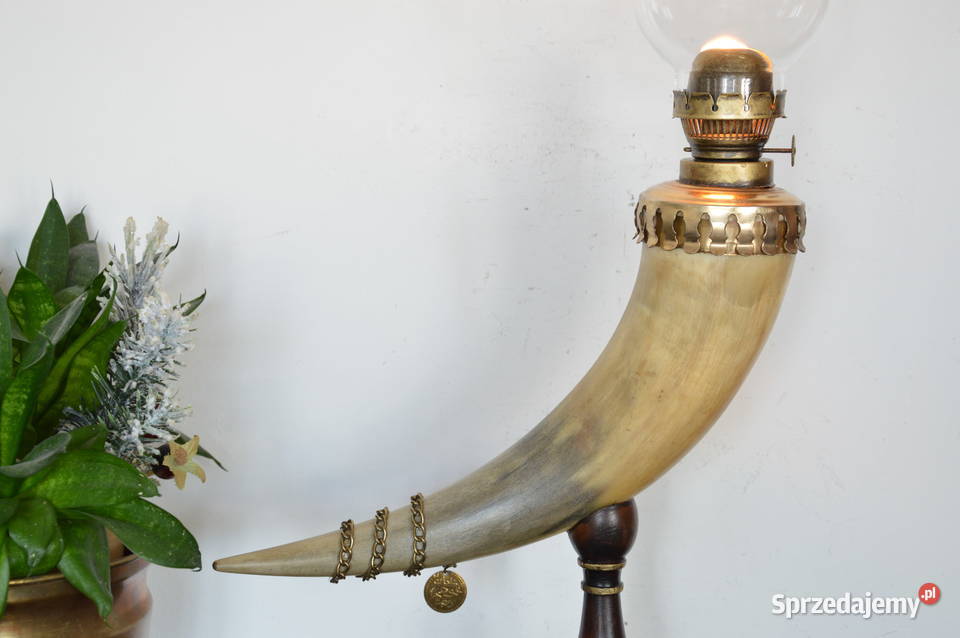 lampa naftowa duży RÓG kaganek mosiądz sprawna Jastrzębie-Zdrój sprzedam