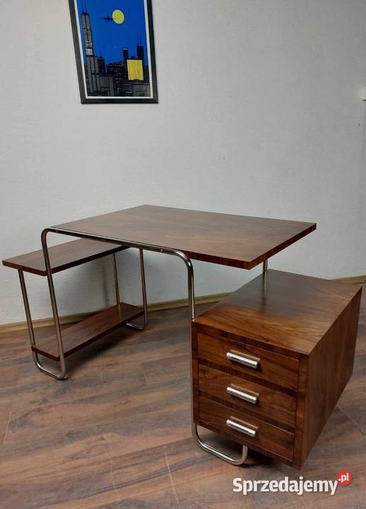 Biurko Bauhaus Art Deco Chrom Orzech ciemny Warszawa