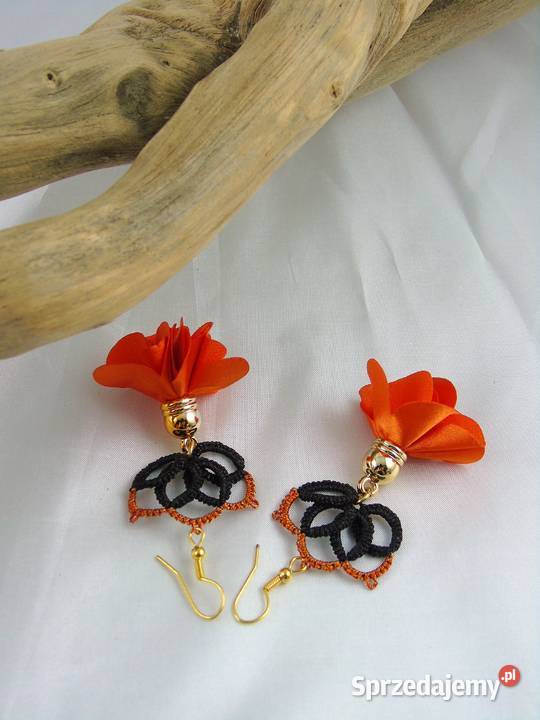 Kolczyki koronkoweróżne wzory kolory Wiśniowa