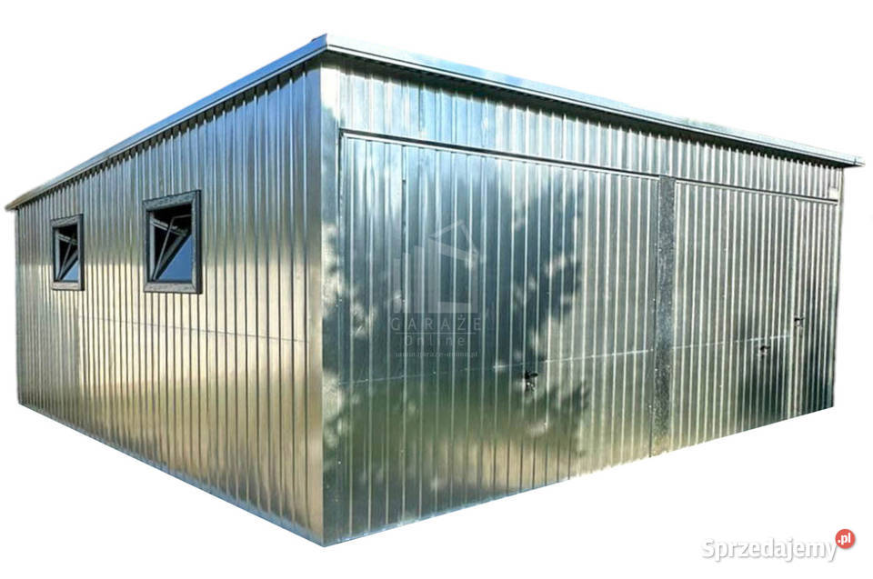 Garaż blaszany 6x6m 2x brama uchylna 2x okno Tychy