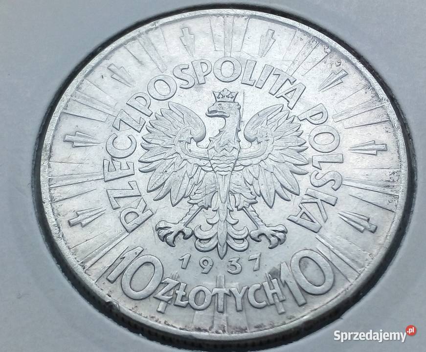 POLSKA10 1937 r SREBRO 750 J PIŁSUDSKI Legionowo