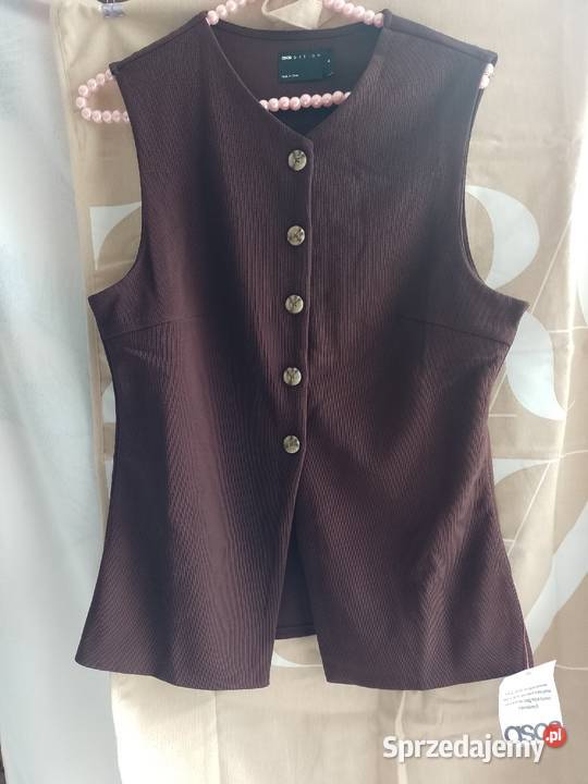 4042 ASOS Design Brązowa ołówkowa kamizelka brązowy/beżowy Kraków