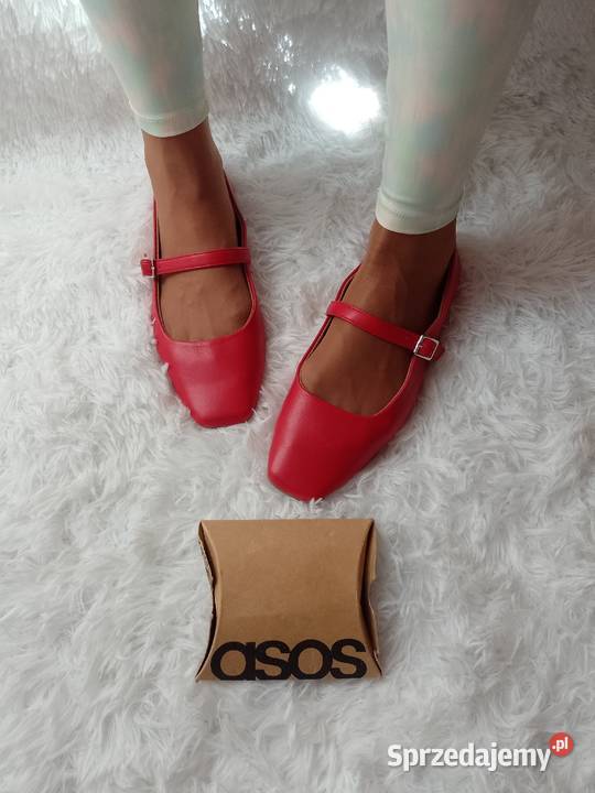 4142 ASOS Design Czerwone baleriny wieczorowe z małopolskie Kraków