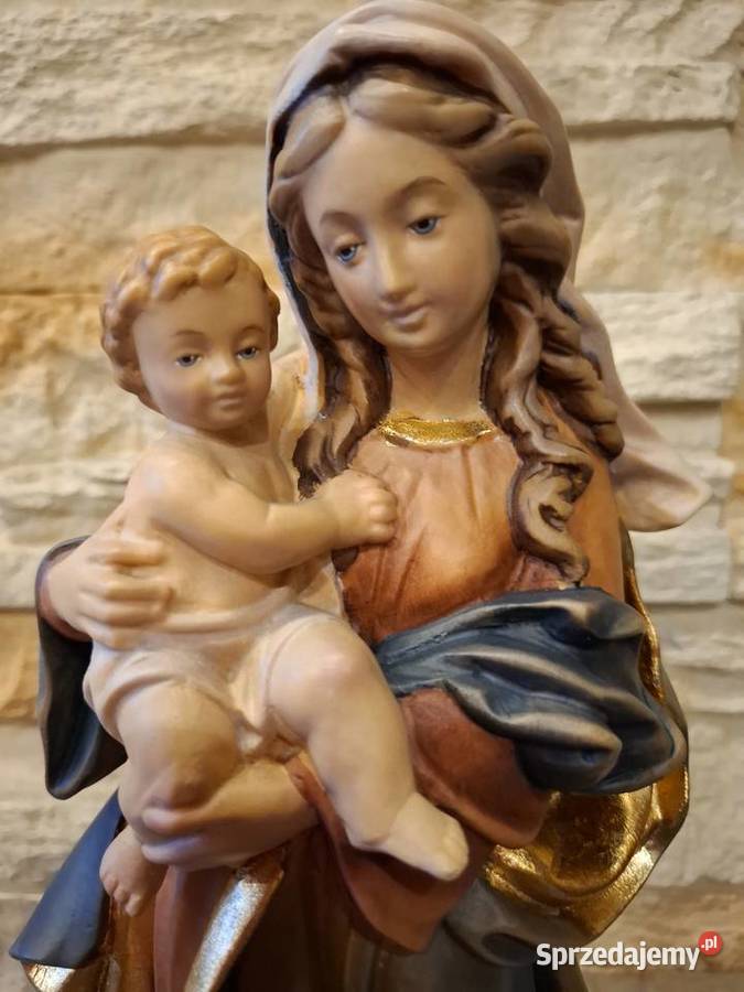 Rzeźba z drewna malowana Matka Boża z małopolskie Lubień