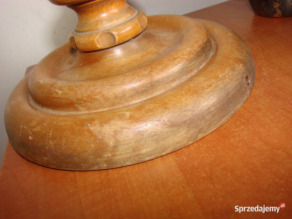 drewniana rzeźbiona podstawa lampy stołowej PRL Pruszcz Gdański sprzedam