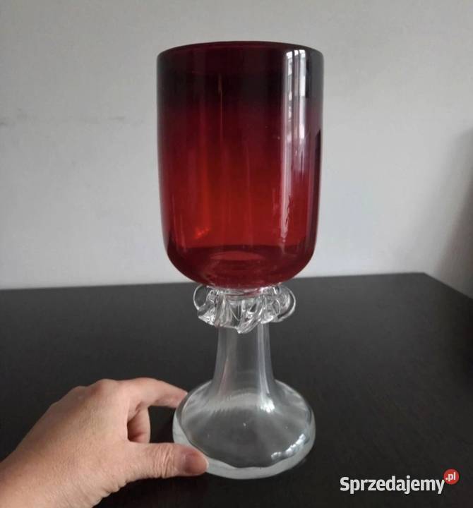 Kielich puchar szkło vintage PRL Poznań