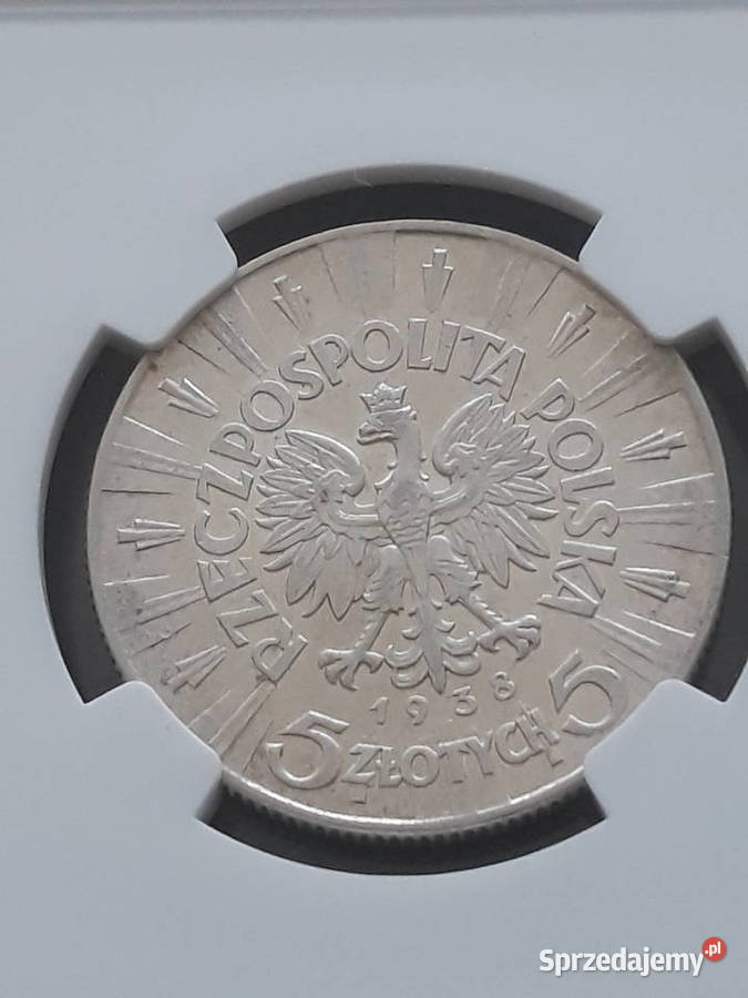 5 J Piłsudski 1938 r NGC AU58rzadkość Konin