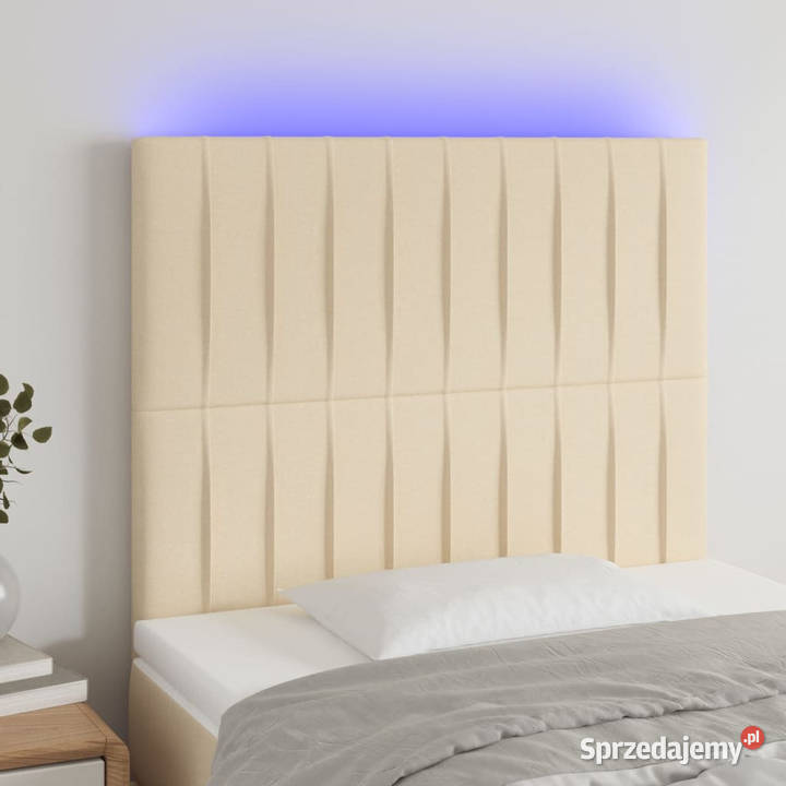 Zagłówek do łóżka z LED kremowy 100x5x118128