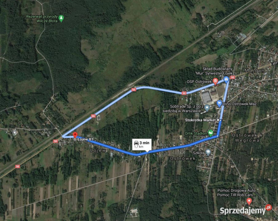 Działka budowlana we wsi Łojew g Łochów asfalt