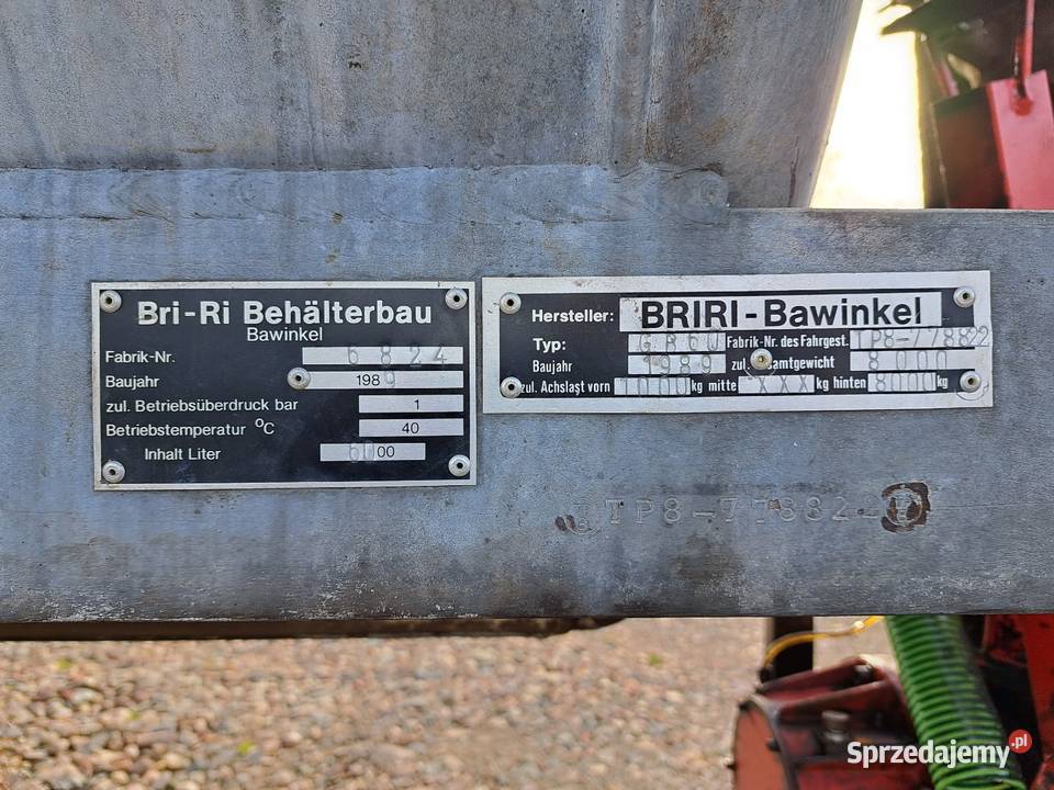 Beczkowóz BRIRI 6000 beczka asenizacyjna Kłodawa