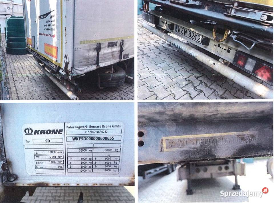 Syndyk sprzeda naczepę ciężarową plandekę KRONE Przyczepy i naczepy mazowieckie