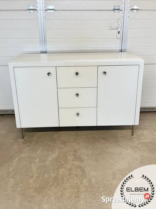 Szklana biała komoda Glamour