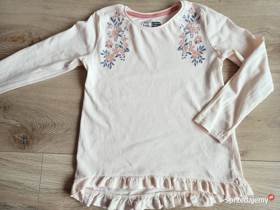 Bluzka koszulka dziewczęca na długi rękaw ecru Bluzki, koszulki i kaftaniki Płock