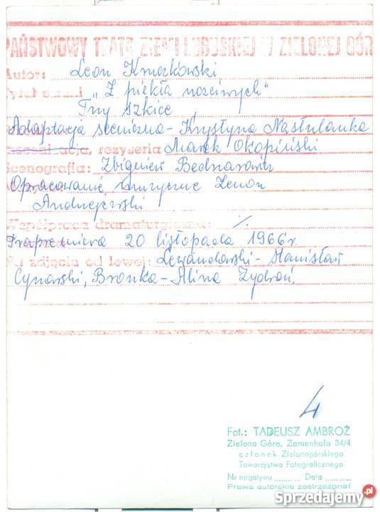 Stare zdjęcie teatralne z piekła uczciwych 1966 Ostrów Wielkopolski